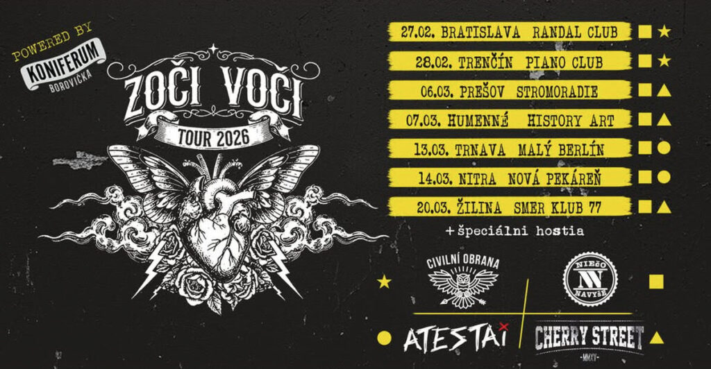 Zoči Voči tour 2026 - zastávky
