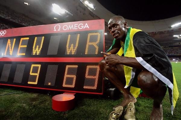 Historické momenty športu – Usain Bolt pri svetovom rekorde na 100 metrov na OH v Pekingu 2008.
